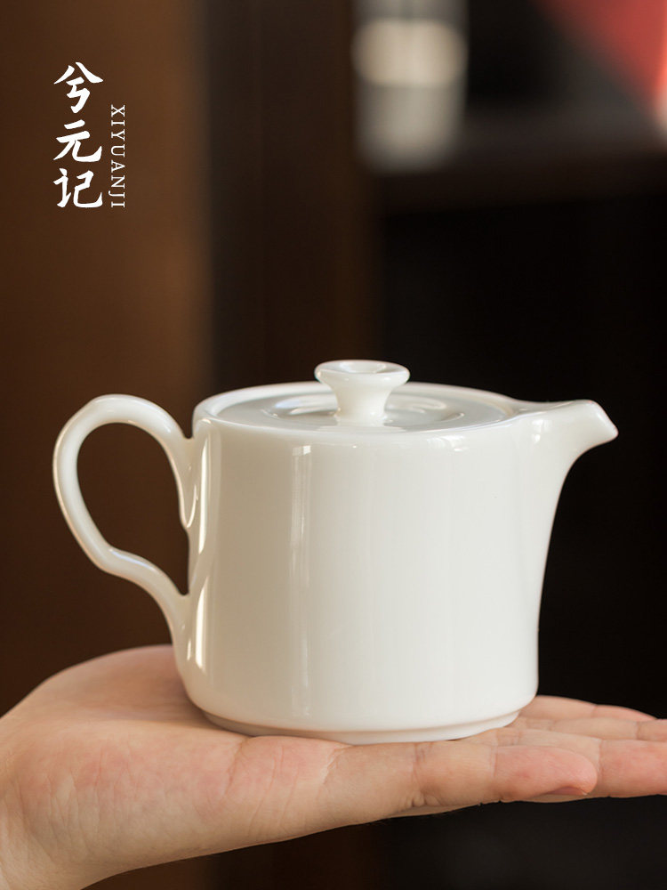 德化羊脂玉瓷茶壶家用白瓷小单壶简单手工陶瓷单功夫茶具