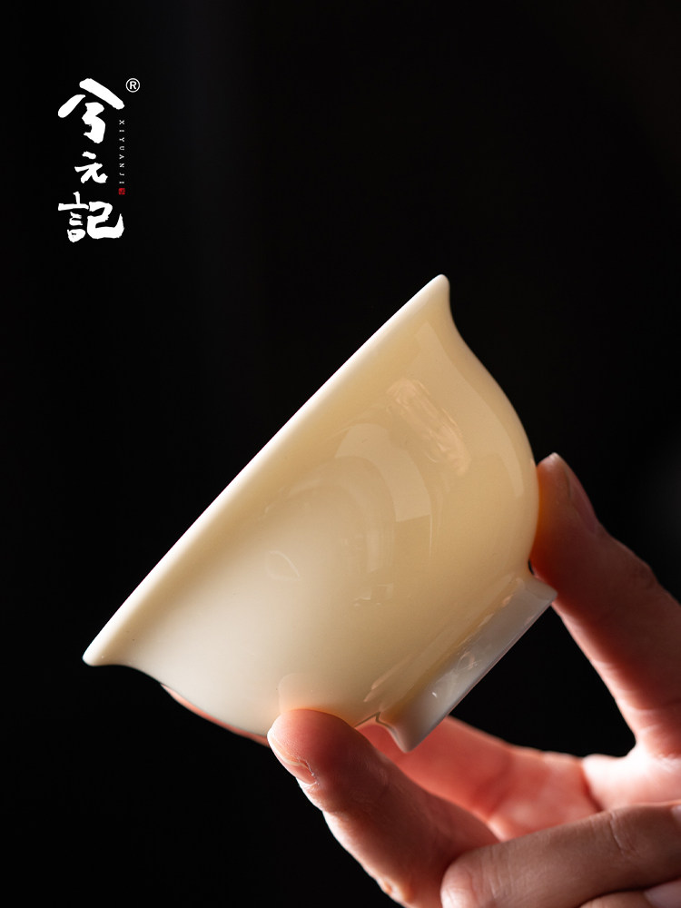 兮元记羊脂玉瓷陶瓷茶杯主人杯个人专用高档茶盏压手杯品茗杯茶具图片