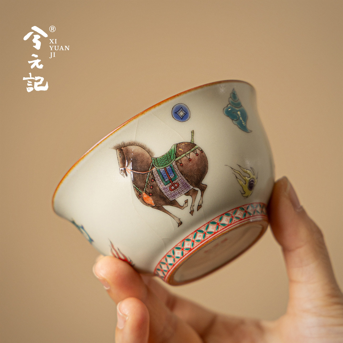 唐马汝窑主人杯单杯陶瓷茶杯高档个人专用品茗杯中式茶盏压手杯子