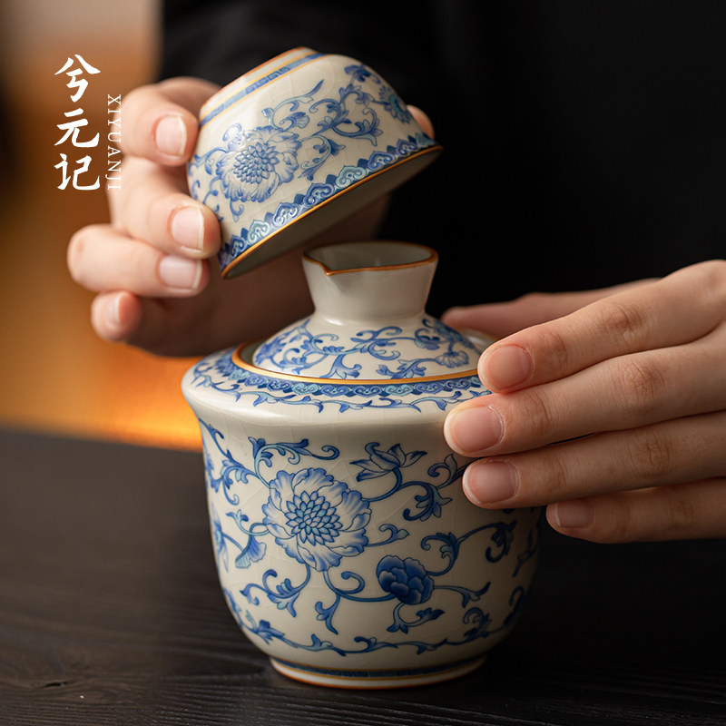 青花汝窑温酒器陶瓷温酒壶家用烫酒热酒壶黄酒白酒清酒杯酒具组套
