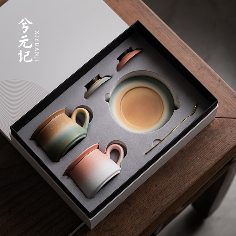 兮元记陶瓷茶杯侘寂过滤茶水分离个人专用高档泡茶办公喝茶水杯子