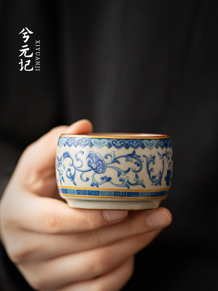 兮元记青花汝窑主人杯陶瓷茶杯厚德杯单杯家用品茗杯茶盏功夫茶具图片