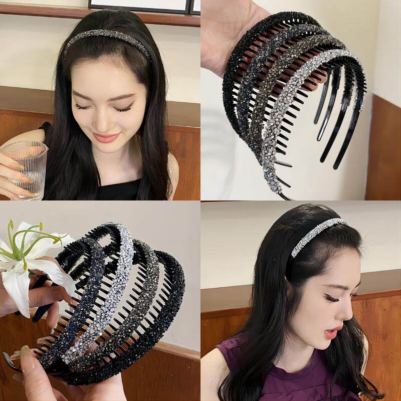 植绒满钻发箍夹子韩国压发夹成人发卡洗漱发洗脸丝绒网红碎发头箍