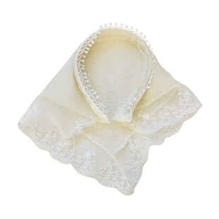 森系蕾丝三角巾发箍头巾一体女田园风超仙少女心包头巾拍照头箍夏