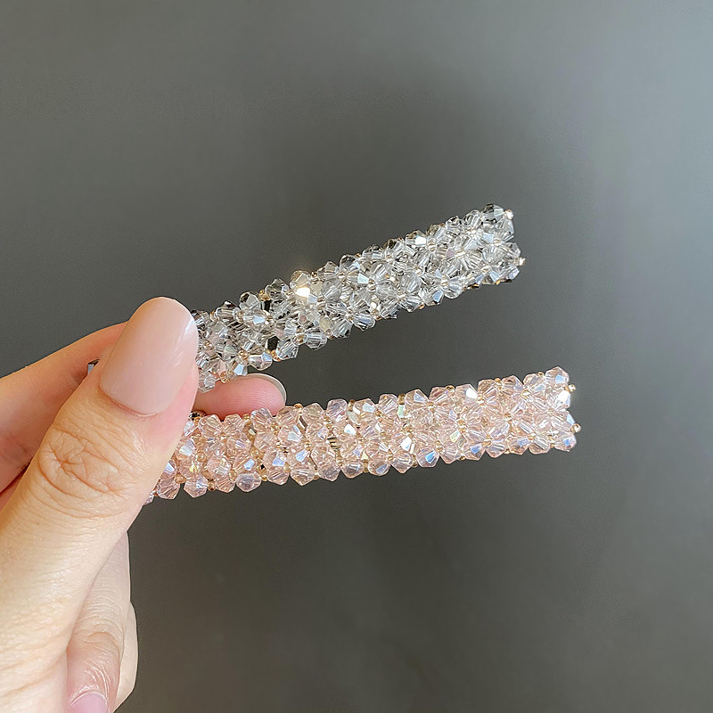 彩色半扎发精致水晶马尾头饰女