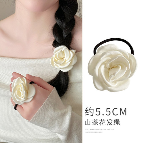 小香风山茶花发夹气质发圈