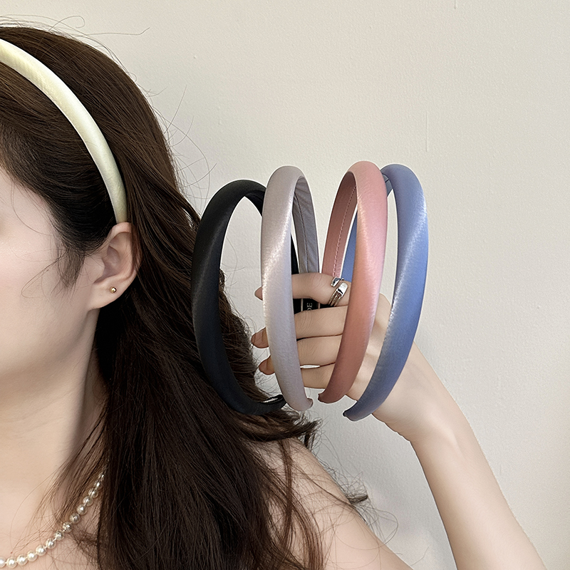 珠光缎面细边发箍女气质海绵高颅顶发卡发捆外出百搭日韩压发头箍