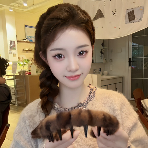 韩系复古豹纹毛绒发箍女高颅顶头箍带齿防滑洗脸发卡百搭洋气头饰