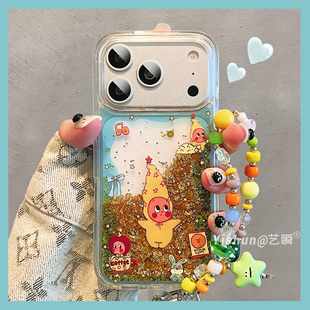 金光灿灿闪粉流沙星星人适用苹果17ProMax手机壳iPhone16pro创意个性14pro高级ip13透明硅胶17pm女新款保护套