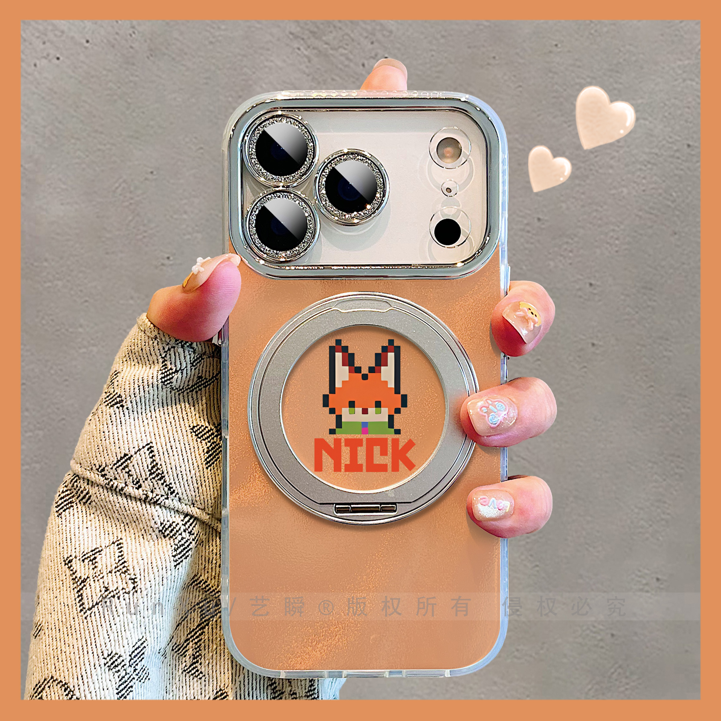 卡通趣味疯狂动物城像素狐尼克适用苹果17promax手机壳Air旋转支架16pro磁吸支点壳iPhone14新款动漫15保护套