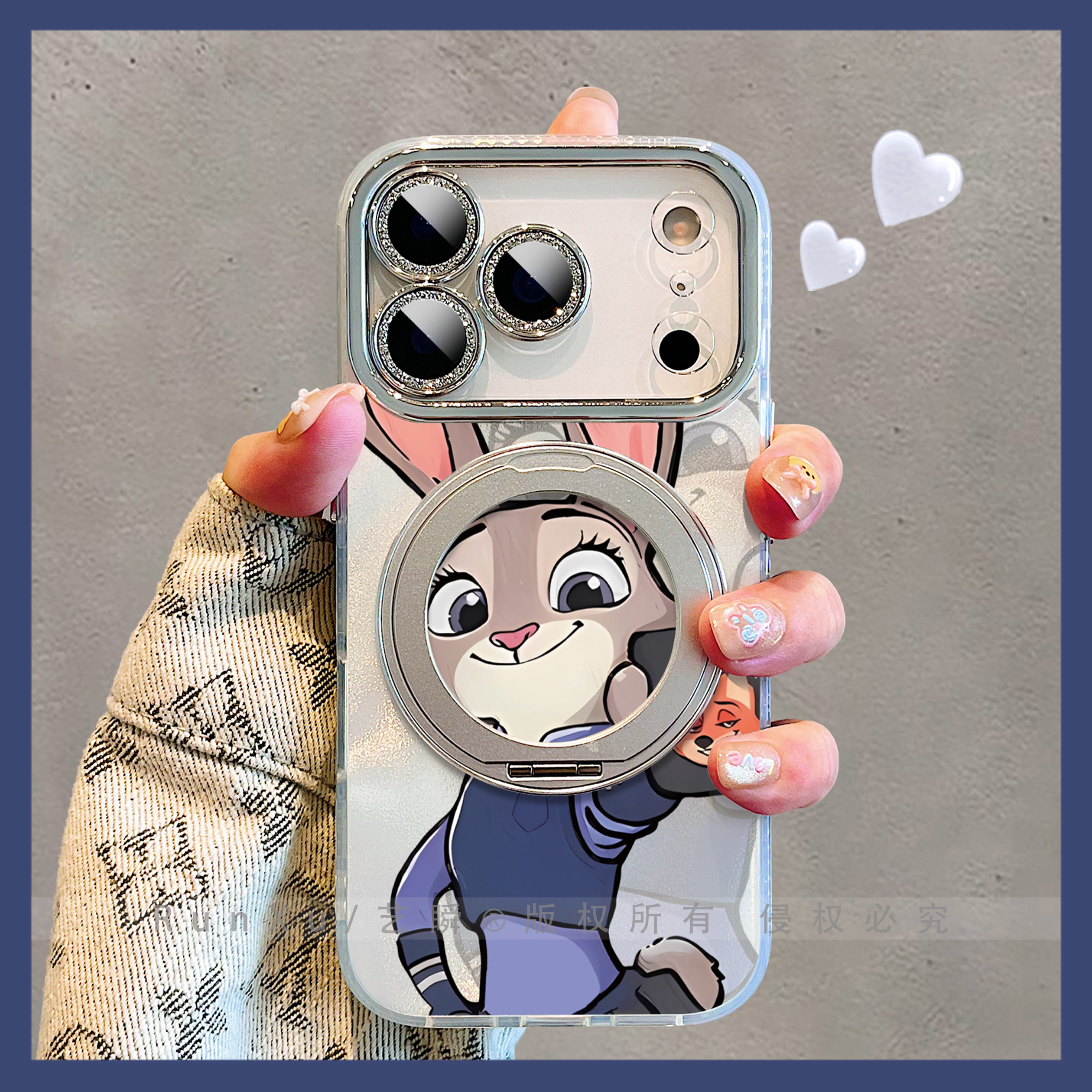 疯狂动物城·甜酷兔子警官朱迪适用苹果17promax手机壳Air旋转支架16pro磁吸支点壳iPhone14新款动漫15保护套