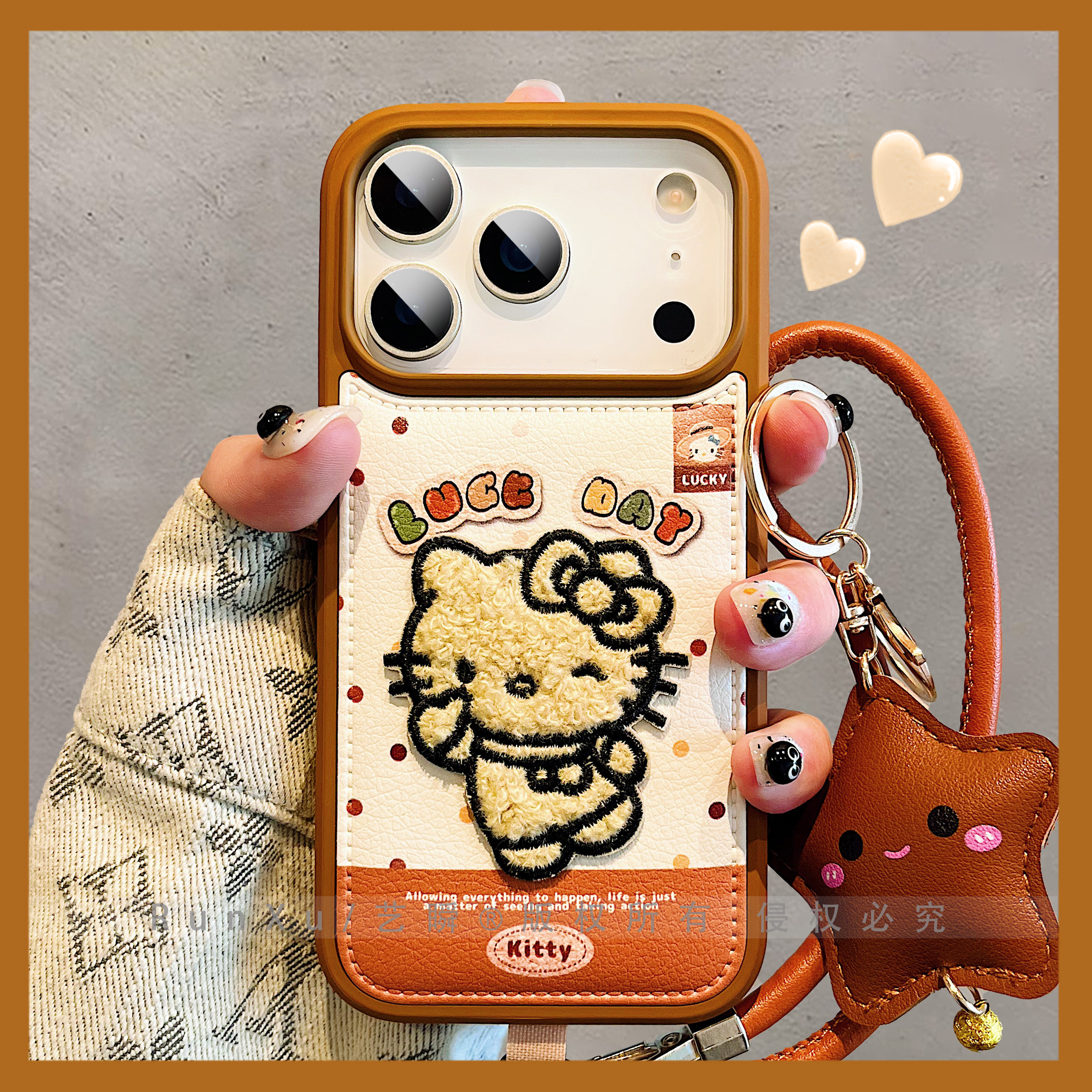 毛绒皮质卡通Kitty猫适用iPhone17ProMax手机壳苹果16pro新款硅胶14全包防摔15pm巨好看13女款ip17pro保护套