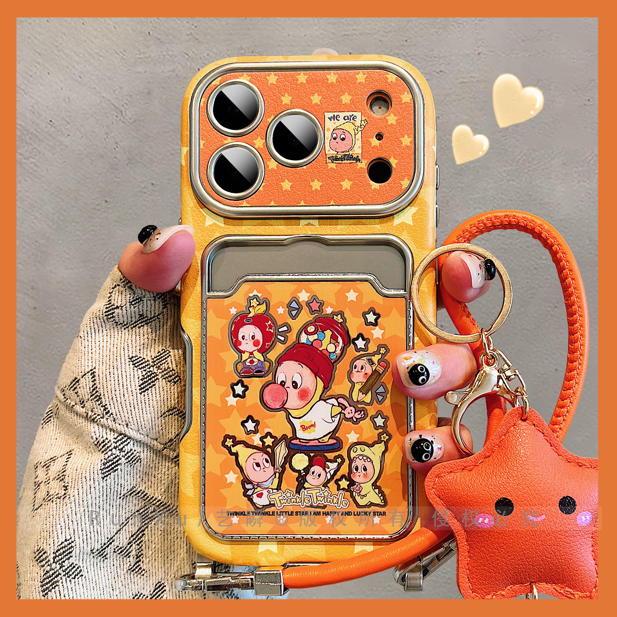 呆萌可爱卡通星星人适用iPhone17ProMax手机壳苹果16pro贴皮卡包大视窗13全包镜头15pro带挂绳14趣味17保护套