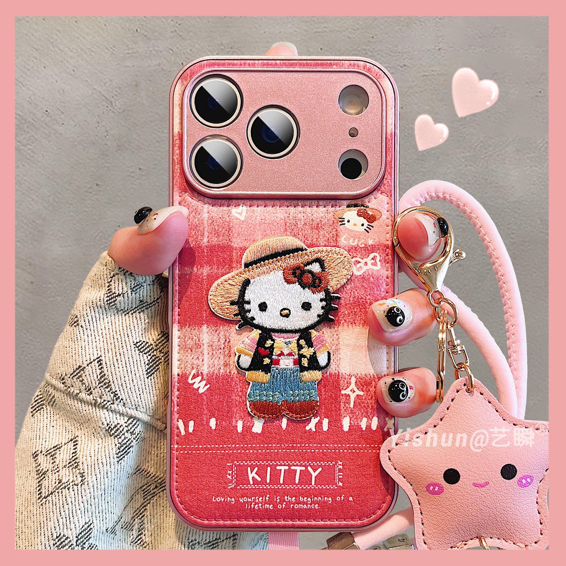 秋冬新款卡通少年少女感kt猫咪适用iPhone17ProMax手机壳苹果16pro皮质鼓包14镜头全包15pro情侣13男女保护套