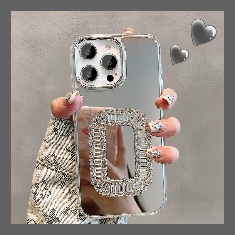 简约奢华镜面水钻方扣苹果手机壳
