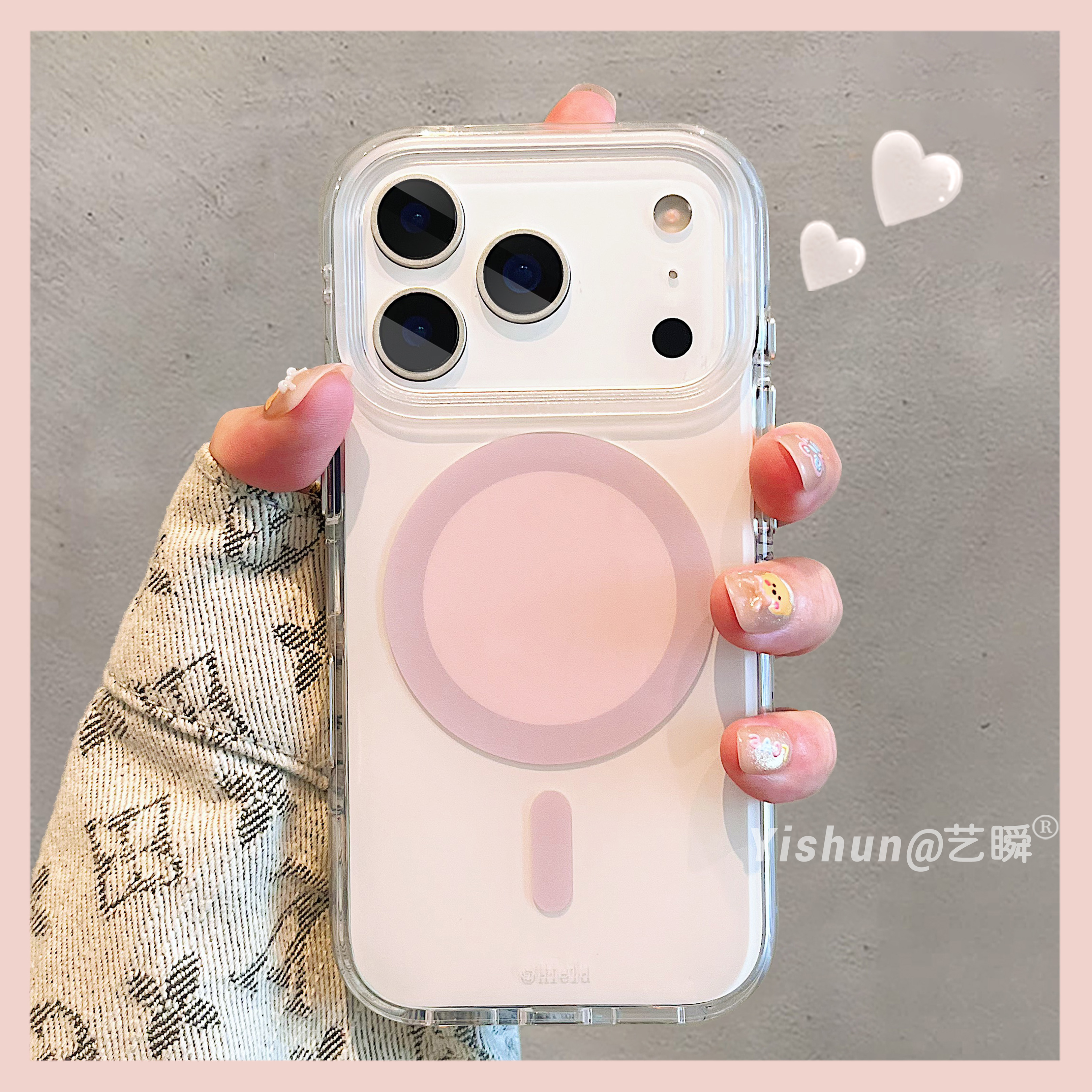网红爆款ins风简约韩系圆形磁吸支架适用iPhone17ProMax手机壳苹果16pro新款ins风ip15pro高级感14女款保护套
