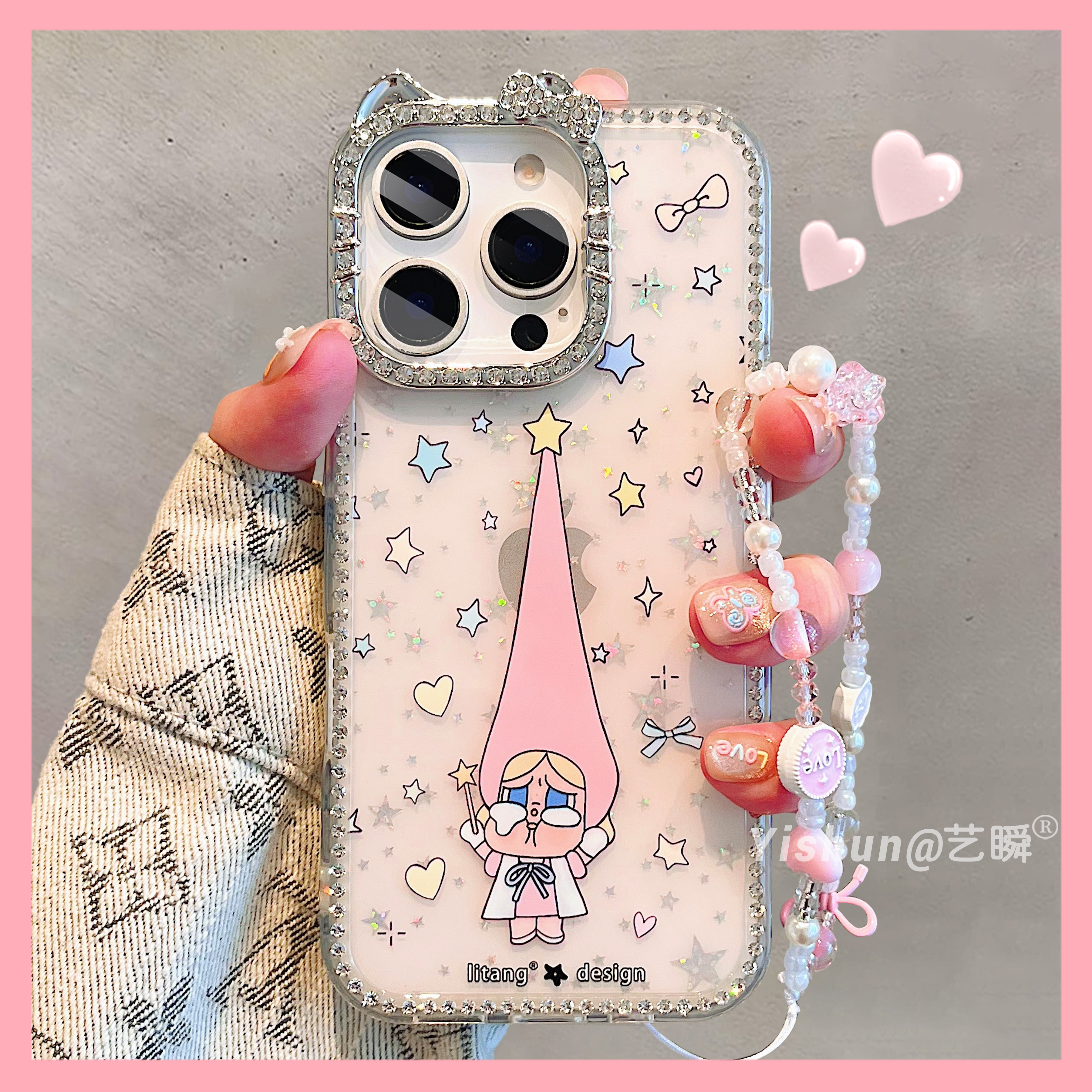 卡通多巴胺星星长帽子哭娃适用苹果16ProMax手机壳iPhone15Pro少女心14plus猫咪满钻新款13p个性女款17保护套