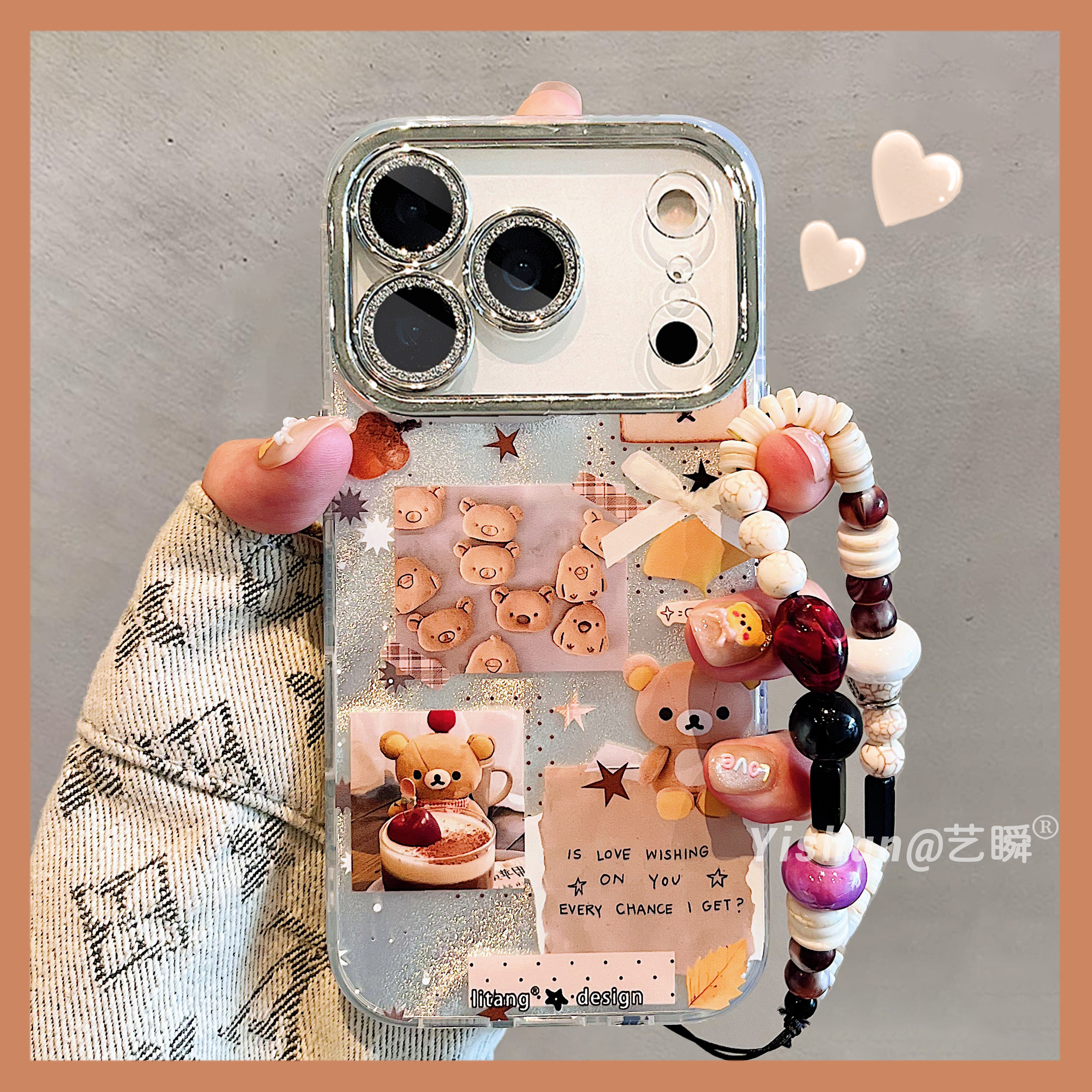 ins风轻松熊小动物饼干手账适用iPhone17ProMax手机壳苹果16pro新款15可爱全包镜头13pm硅胶Air女款14保护套