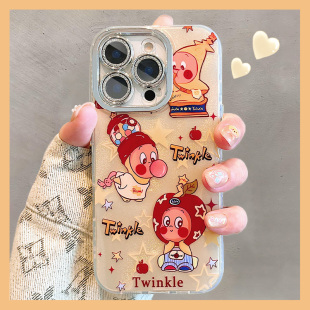 趣味苹果糖果头套星星人适用苹果17/16promax手机壳15pro日韩iPhone14plus卡通13Pro女款12全包镜头ip保护套