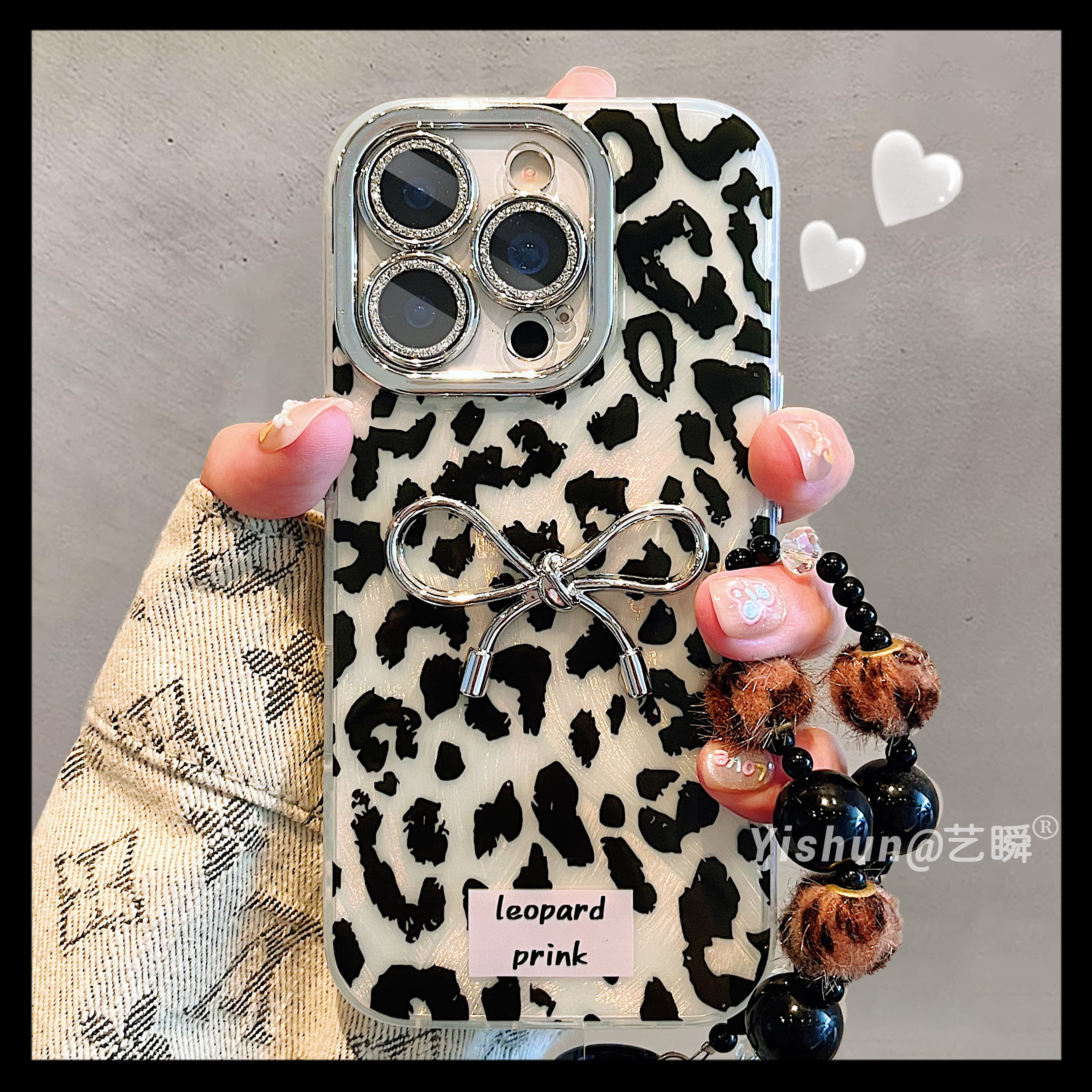 时尚高级感雪豹纹蝴蝶结适用苹果16promax手机壳15创意iPhone17pro镜头全包14plus高级感女款13pro新款保护套,3C数码配件,手机保护套/壳,淘宝优惠券,粉丝福利购,淘宝优惠卷