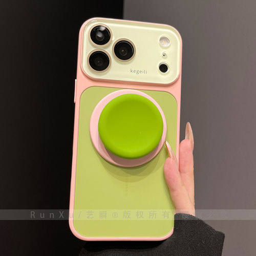 ins森系清新撞色AG磨砂肤感适用苹果17ProMax手机壳新款iPhone16pro液态硅胶磁吸支架15大视窗14女款13保护套