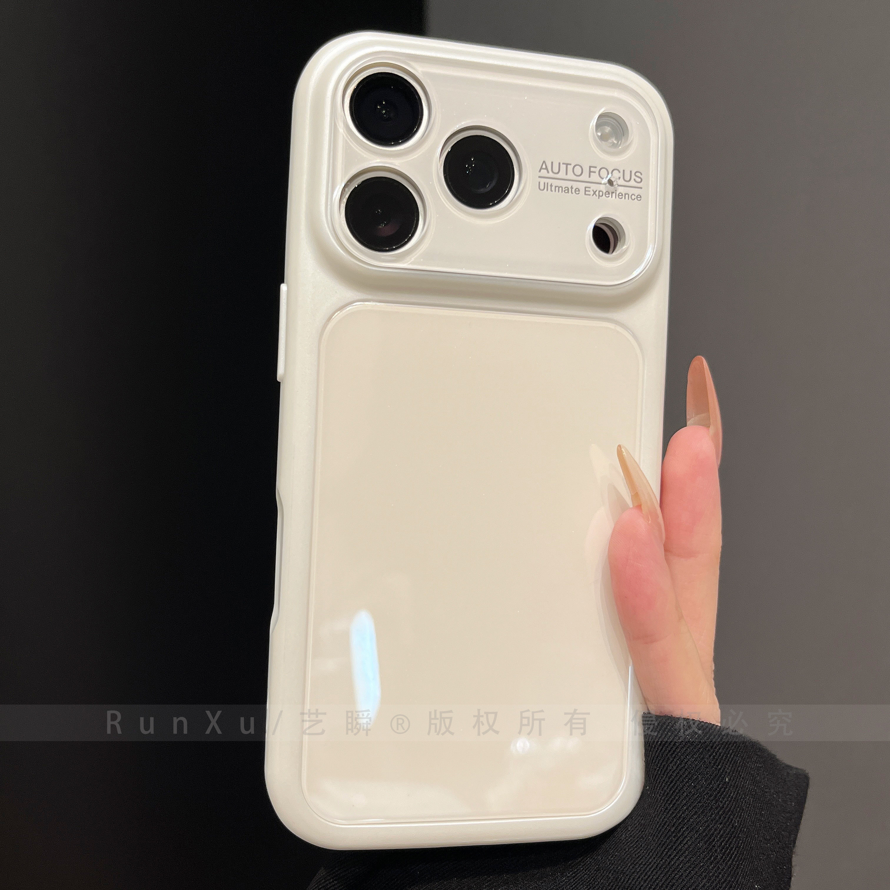 ins奶白钢化玻璃背板适用苹果17ProMax手机壳新款iPhone16pm巨好看15pm秒变17大视窗pro女款ip17相机ai保护套