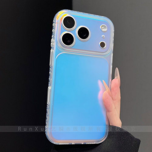 ins霓虹渐变镭射炫彩蓝光适用苹果17ProMax手机壳新款iPhone16pro梦幻高级感15磨砂肤感17全包精孔防摔保护套