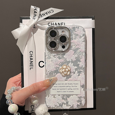 适用苹果16ProMax手机壳2025新款iPhone17pro气质轻奢高级感15plus复古玫瑰立体花朵13女款14max镜头全包11pm