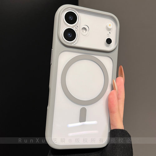 秒变17精孔大视窗适用苹果17新款手机壳高透抗黄iphone16pro强力磁吸17ProMax钛灰色15pm女款14男士13保护套