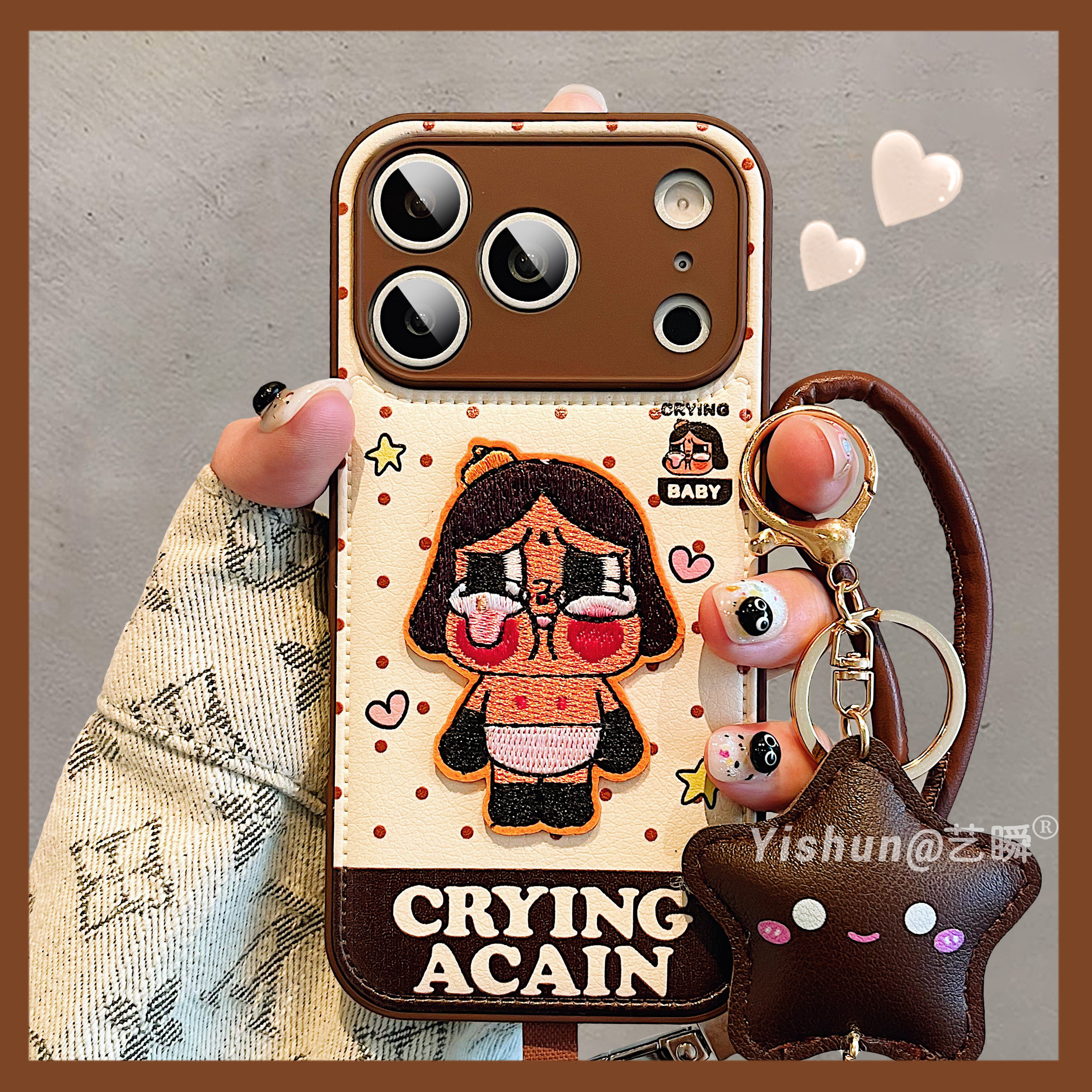 秋冬新款卡通趣味呆萌可爱哭娃适用iPhone17ProMax手机