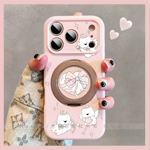 爱意降临·天使小狗西高地适用苹果17promax手机壳真液态硅胶16磁吸支点壳14新款亲肤15旋转支架全包ip保护套