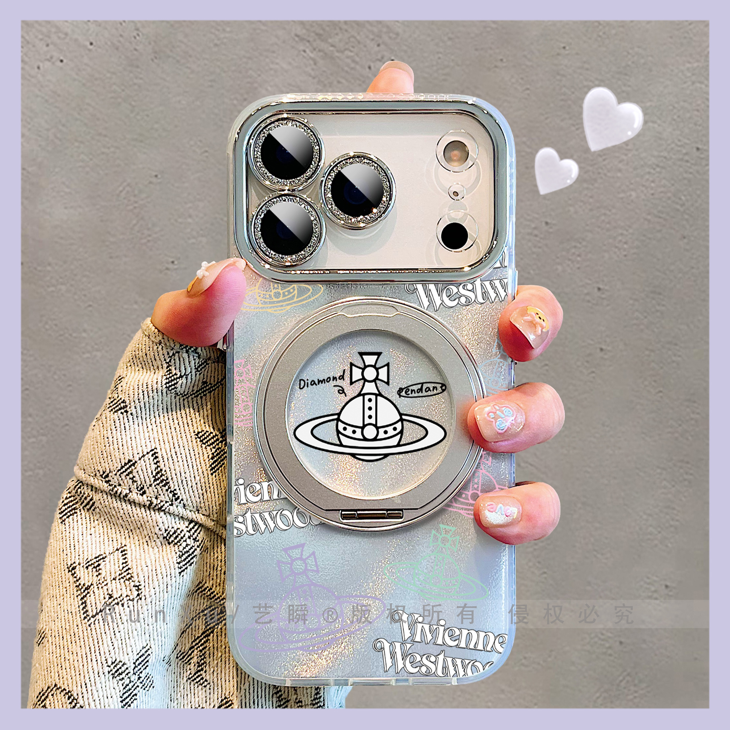 潮酷线条星球适用苹果17promax手机壳Air旋转支架16pro磁吸支点壳iPhone14pm新款15女新款ip13镜头全包保护套