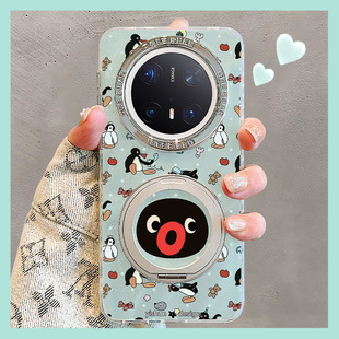 pingu小企鹅日常适用华为mate70pro+新款mate60Pro+手机壳360旋转支架壳60pro磁吸支点壳mate70Pro卡通保护套