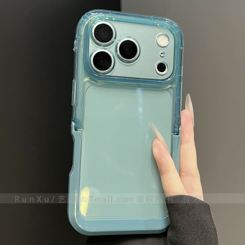 ins清新绿透色一体式隐形支架适用苹果18ProMax手机壳新款iPhone17pro透明16创意男女款ip15全包防摔14保护套