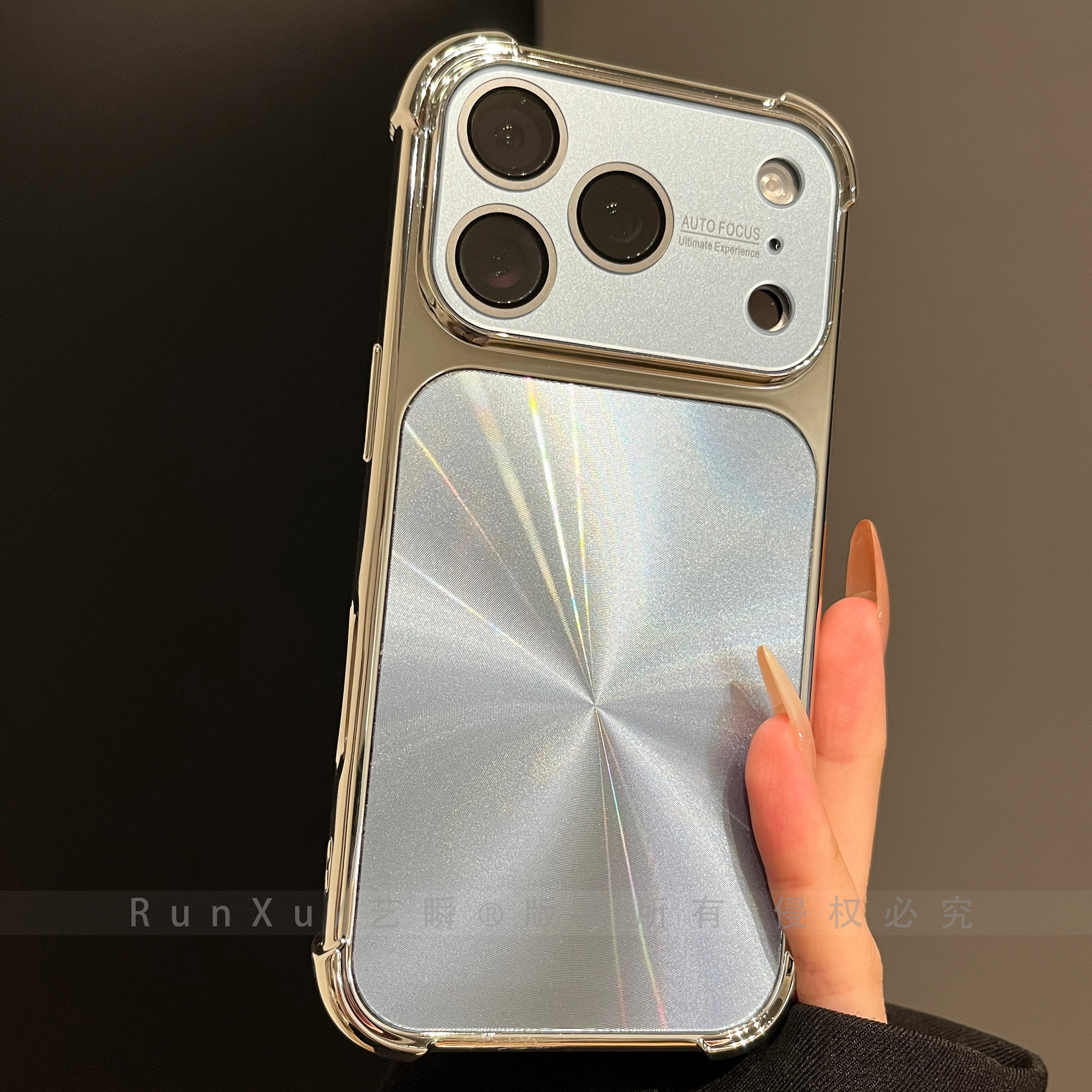 深邃蓝镭射CD纹适用苹果17ProMax手机壳iphone16秒