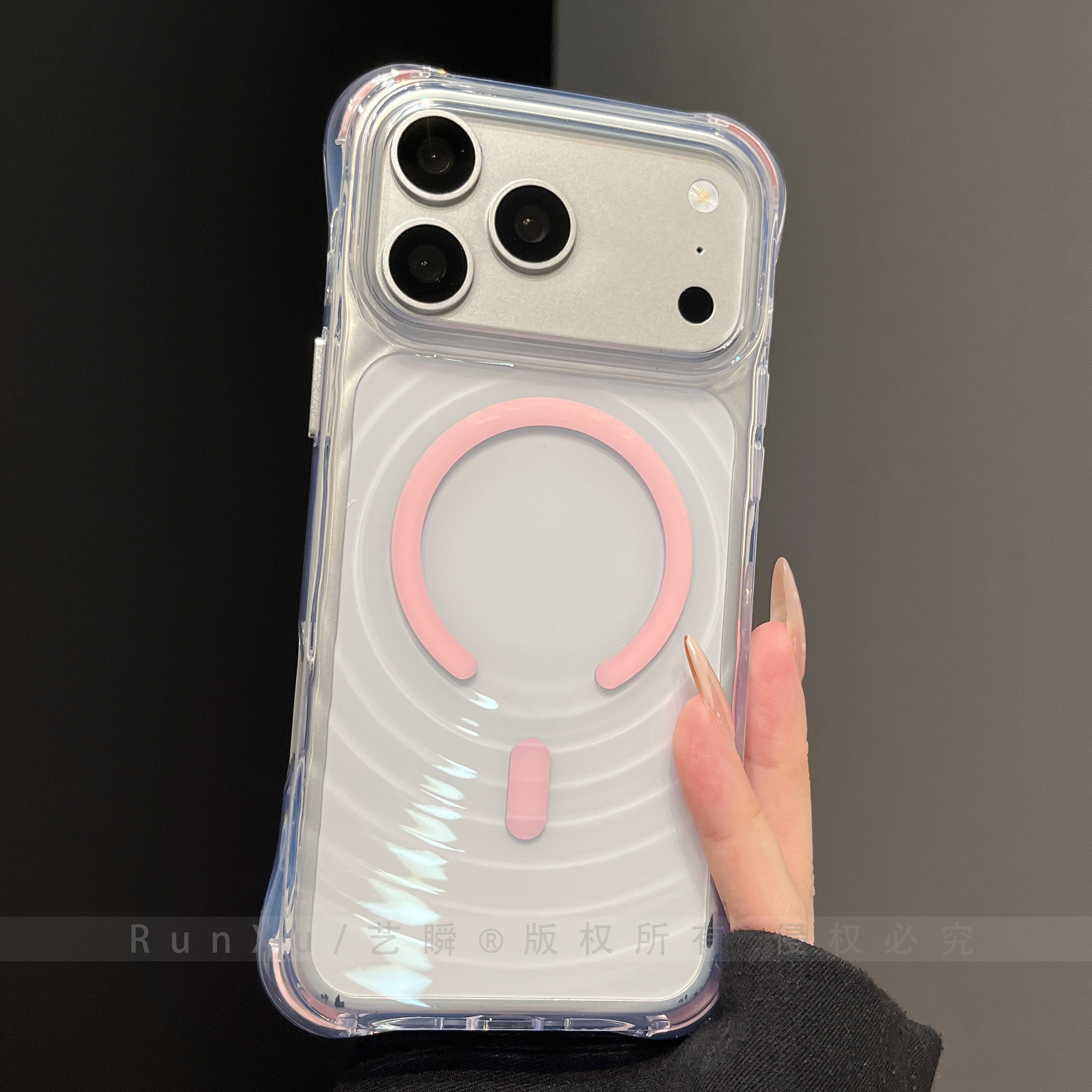 Megsafe磁吸环无线充电适用苹果17ProMax手机壳新款iPhone16pro波漾纹15透明超清高透14全包气囊防摔13保护套 - 实物图