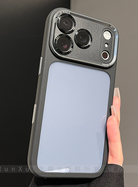 黑色防摔边框大视窗精孔AI相机按键全包PC透黑背板适用iPhone17ProMax手机壳苹果16pm秒变ip15高颜值14保护套