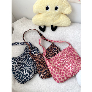 韩系博主豹纹帆布包辛芷蕾同款慵懒风单肩包斜挎包大容量轻便布袋