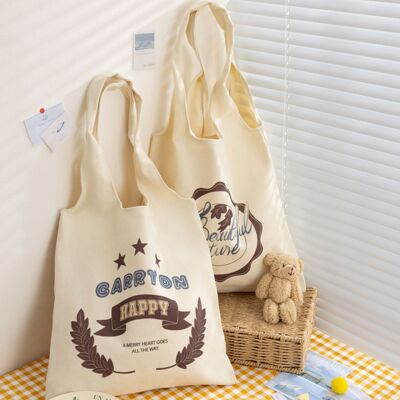 2025慵懒ins风单肩大容量背心包清新简约百搭日系帆布背心托特包