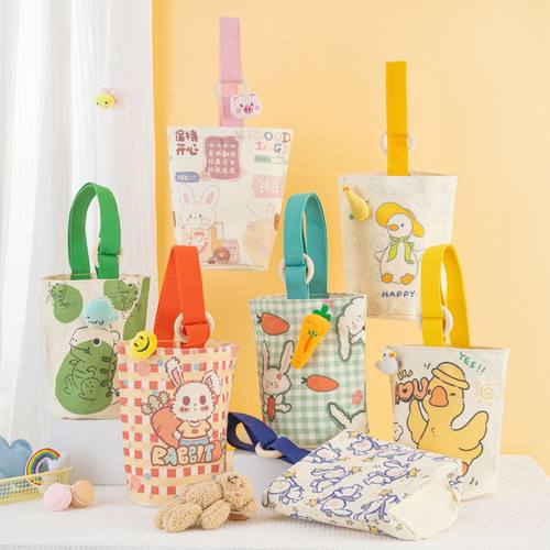 新款原创ins木环水桶包通勤便携卡通小众手提伴手礼妈咪手拎帆布