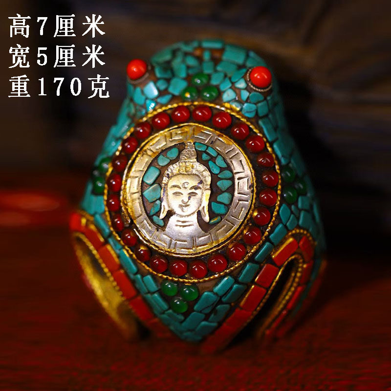 古董文玩藏区天然西亚老玛瑙镶嵌宝石青蛙桌面摆件复古老物件