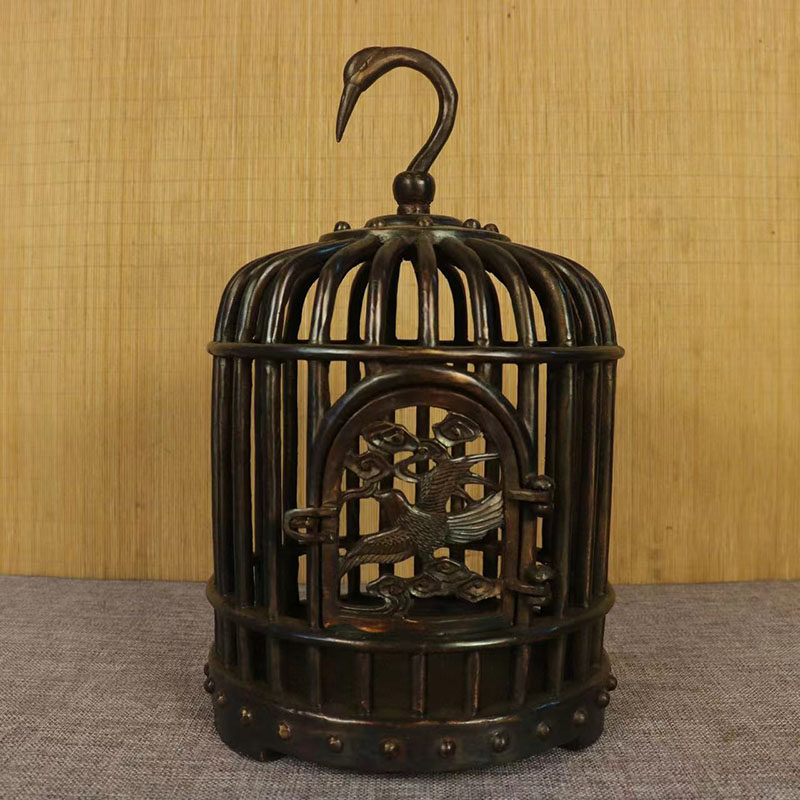 古董文玩纯铜黄铜老式复古大小号鸟笼鸽子笼挂件家用收藏老物件