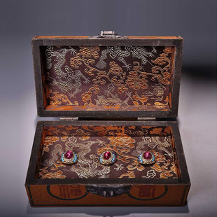 古董文玩乡下收漆器盒装花丝镶嵌红星光宝石戒指一盒复古老物件