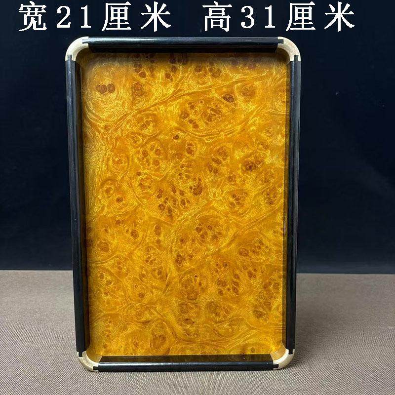 古董文玩乌木镶金丝楠木茶盘正方形托盘长方形盘子干泡台摆件