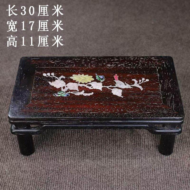 古董文玩小叶紫檀木镶嵌贝壳小板凳实木炕桌桌面摆件复古老物件