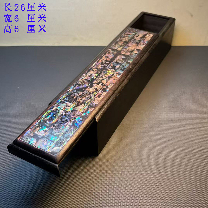 古董文玩花梨木镶嵌贝壳抽拉盒线香盒项链毛笔收纳盒红木螺钿盒子