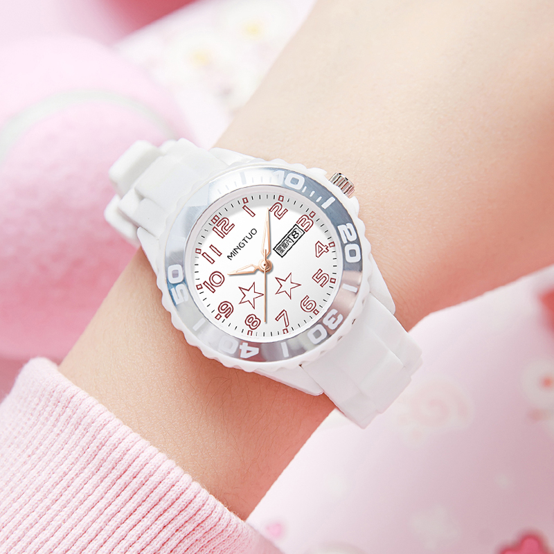 儿童手表女孩夜光防水小学生初中生女童电子表只看时间2022新款女