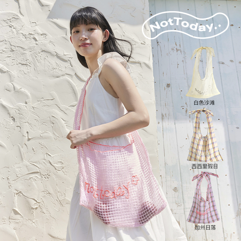 NotToday|「随时假日」粉色系带蝴蝶结单肩斜挎包女大容量春夏包