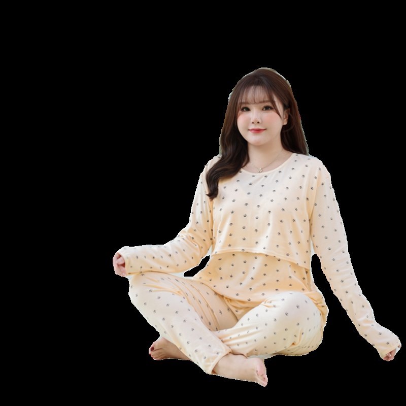 孕妇纯棉秋衣秋裤j特加肥加大码z300斤春秋冬装哺乳月子服套装200