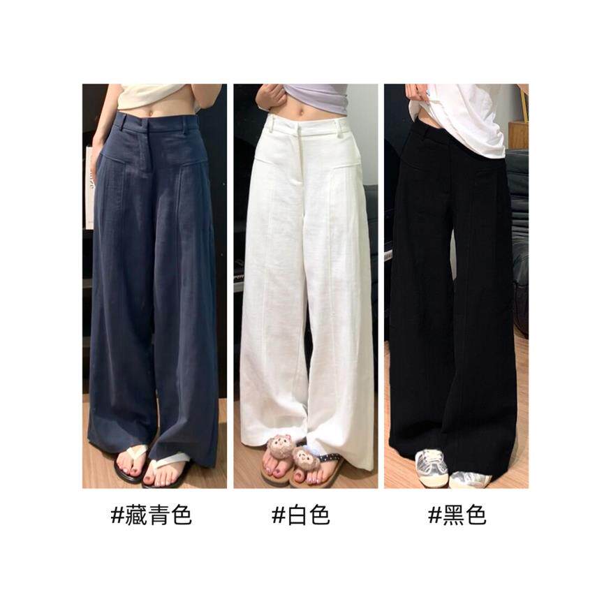 棉麻阔腿裤女夏季薄款宽松显瘦高级感垂感亚麻直筒休闲西装裤早秋